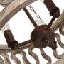 Farmhouse Wood Chandelier, Wood Durm Pendant Lighting for Kitchen, Dining Room, Living Room, Weathered Wood