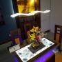 Create For Life Modern Wave LED Pendant Light Dimmable Fixture Modern LED Chandelier LED Hanging Light Fixture for Contemporary Living Room Dining Room Kitchen Island Table(Dimmable Remote Control)