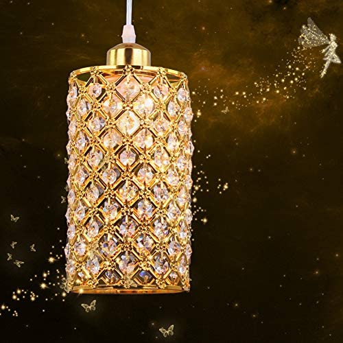 Modern Crystal Chandelier Flush Mount Ceiling Fixture Adjustable Pendant Light for Kitchen Dining Room Bedroom(Gold)