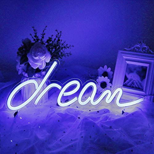 LED Dream Neon Light Signs Dream Shape Neon Night Lights for Kids Room Decor Light Lamp Bedroom Bar Pub Christmas Coffee Shop Wall Art Decoration Sign Birthday Gift-Pink Dream