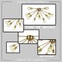 VINLUZ 10-Light Sputnik Chandelier Brass Mid Century Modern Ceiling Light Retro Chandelier Lighting for Kitchen Dining Room Hallway Foyer