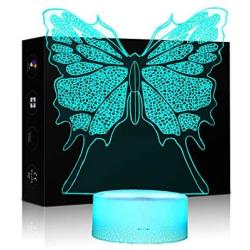 Butterfly 3D LED Night Light Lamps Optical Illusion Lamp 7 Colors Touch Xmas Decoration Lighting Table Desk Visual Lamp for Home Decoration and Kiddie Kids Children Family Holiday GIFS (Butterfly)