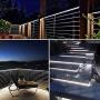 Solar Strip Lights with Remote, 16.4Ft 150 LEDs Outdoor Rope Light Upgraded Solar Panel with Timer, Auto ON/Off, PVC Tube Cover, Dimmable and Cuttable for Garden Patio Pool Christmas (Cool White)