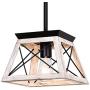 bgLight Rustic Farmhouse Pendant Light, Industrial Mini Metal Ceiling Light Trapezoidal Shape Island Hanging Chandelier for Kitchen, Dining Table, Living Room, Entryway, Hallway- Rustic White