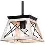 bgLight Rustic Farmhouse Pendant Light, Industrial Mini Metal Ceiling Light Trapezoidal Shape Island Hanging Chandelier for Kitchen, Dining Table, Living Room, Entryway, Hallway- Rustic White