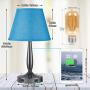 Touch Table Lamp with USB Ports for Bedroom, Kakanuo Turquoise Blue Touch Bedside Lamp with 2 USB Charging Ports, 3 Way Dimmable Nightstand Lamp for Living Room and Office (LED Bulb Included)