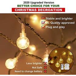 HEROUS Fairy String Lights, Super Bright String Lights 39ft 100 LEDs Waterproof Indoor/Outdoor Globe String Lights for Bedroom, Patio, Garden, Christmas, Wedding, Party and Hanging Decor, UL Listed