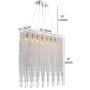 7PM Modern Crystal Chandelier Rectangle Beaded Lampshade Pendant Lighting Chrome Frame Light Fixture for Dining Room Bar