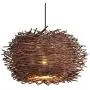 LITFAD Modernism Nest Design Pendant Lighting Indoor Lighting Fixture Rattan Decorative Pendant Lamp Ceiling Hanging Light with Adjustable Cord for Dining Room Restaurant - 16'' (40 cm)