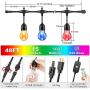 48FT RGB Outdoor String Lights, RGB Cafe LED String Light with 15+3 E26 Shatterproof Dimmable Edison Bulbs, Commercial Grade Light String for Patio Backyard Garden, 2 Remote Controls Included