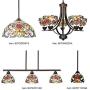 VINLUZ 5 Light Tiffany Chandeliers Lighting Victorian Antique 7-inch Stained Glass Shaded, Oil Rubbed Bronze Pendant Lights Traditional Ceiling Light Fixtures Hanging for Dining Room Bedroom