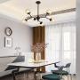 UOFUS 6-Light Chandelie Rustic Vintage Ceiling Light with Glass Globes Mid Century Pendant Lighting Black Foyer Chandelies Adjustable Height for Dining Living Room