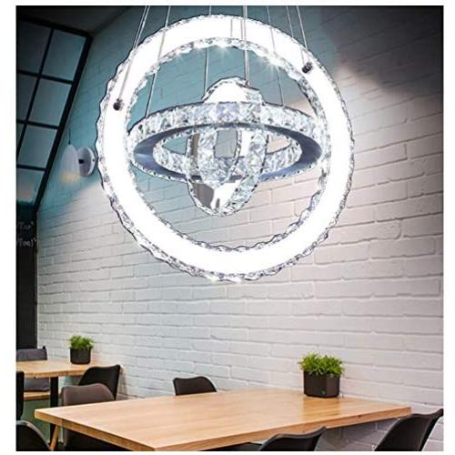 TongLan Modern LED Chandelier Lighting 3 Rings Stainless Steel Crystal Pendant Light Fixtures Dining Room Living Room Contemporary Chandeliers