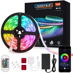 Starstrips LED Strip Lights16.4ft WiFi 5050 with Smart RF Remote Music Sync Phone App Control Work with Alexa Google Home Waterproof IP 65 Rope Lights for Bedroom Kitchen Party Decoration (ST004B)