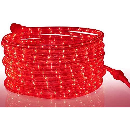 Tupkee LED Rope Light Red - 24 Feet (7.3 m), for Indoor and Outdoor use - 10MM Diameter - 144 LED Long Life Bulbs Rope Tube Lights