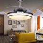 ONEKISS Modern Ceiling Fan with Lights, Retractable Blades for Kitchen Living Room Dining Room Bedroom, 3 Speeds 3 Colors Ceiling Fan with Remote Control, Silent Fan Light with LED Indoor 42''(Silver)