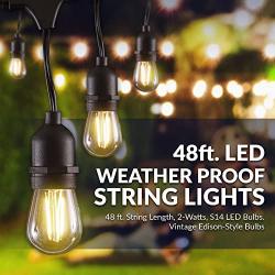 Newhouse Lighting CSTRINGLED18 Hanging Sockets | Weatherproof Technology String Light, 48ft, Black, 48 Ft