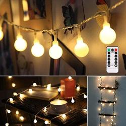 ALOVECO LED String Lights, 18ft 50 LED Waterproof Ball Lights with Remote, 8 Lighting Modes, Battery Powered Starry Fairy String Lights for Bedroom, Garden, Christmas Tree, Wedding, Party(Warm Color)