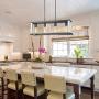 Lampundit 4 Light Kitchen Island Lighting, Farmhouse Chandeliers Rectangle Dining Room Lighting Fixtures Hanging, Contemporary Modern Ceiling Light with Adjustable Rods, Black & White