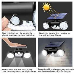 CINOTON Solar Flood Lights Outdoor Motion Sensor 30 LED Solar Light Dual Head Spotlights IP65 Waterproof 360°Rotatable Solar Landscape Light for Yard Garage Patio Porch