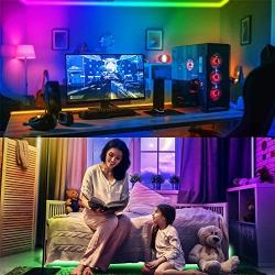 50ft LED Strip Lights, 2 Rolls of 25ft hyrion LED Lights for Bedroom with 44 Keys Remote for Bedroom, Kitchen, Desk, Color Changing Led Strip for Home Decoration