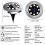 Solar Ground Lights - 8 Led Solar Garden Lights Outdoor，Disk Lights Waterproof In-Ground Outdoor Landscape Lighting for Lawn Patio Pathway Yard Deck Walkway Flood Light Dekugaa (8)