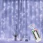 Twinkle Star 300 LED Window Curtain String Light with Remote Control Timer for Christmas Wedding Party Home Garden Bedroom Outdoor Indoor Decoration, White