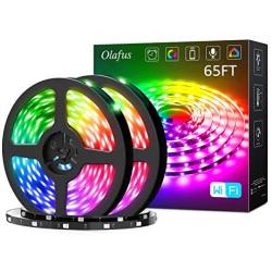 Olafus 65ft Smart RGB LED Strip Lights Kit, Music Synch WiFi Tape Lights with Remote, 24V 20m Strip with 600 LEDs 5050, Dimmable Color Changing Lighting Strips, Compatible with Alexa, Google Assistant