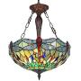 Capulina Dragonfly Design Tiffany Dining Table Lights, 3-Light Hanging Tiffany Style Lamp, 18.3 Inch Wide Stained Glass Dining Room Lights, Pendant Lights, Tiffany Hanging Light