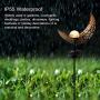Solar Garden Lights - Solar Lights Outdoor Decorative - Moon Crackle Glass Globe Stake Metal Lights,Waterproof Warm White LED for Lawn,Patio or Courtyard