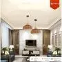 Vintage Chandelier, Natural Bamboo Pendant Lamp, Rattan Handwoven E27 Ceiling Light Fixture for Bedroom Dining Room Kitchen Hanging [Energy Class A+],50cm