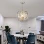 Modern Crystal Chandelier 4 Lights Industrial Pendant Light with Champagne Gold Finishes Hanging Fixture for Dining Room, Living Room