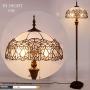 Tiffany Style Floor Standing Lamp W16H64 Inch Tall White Bend Stained Glass Shade 2E26 Antique Reading Lighting Resin Base S508W WERFACTORY Lamps Bedroom Living Room Bedside Coffee Table Lover Gifts