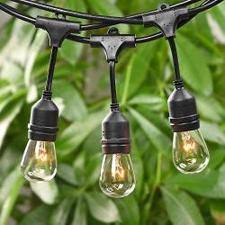 PARTPHONER 96FT String Lights Outdoor Waterproof, Patio String Lights Dimmable with Vintage Edison Bulb Hanging Bistro Lights String Outside for Backyard, Party, Garden, Christmas 2-Pack 48FT