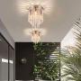 Finktonglan Crystal Ceiling Light Mini Modern Chandelier Flush Mount Pendant Lighting Fixture for Dining Room Living Room Bedroom Hallway,E12 x 3 Lights