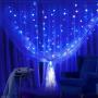 Fiee Curtain Lights,304L 9.8ftX9.8ft 30V 8Modes Safety Window Lights with Memory for Home Wedding Christmas Party Patio Lawn Garden Bedroom Outdoor Indoor Wall Decorations (304LED, Blue)