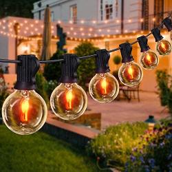 Outdoor String Lights - YUNLIGHTS 35FT 30+3 G40 Globe Bulbs, Hanging Patio String Lights Waterproof with Flickering Flame String Lights for Christmas, Porch, Garden, Party