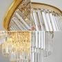 Modern K9 Crystal Chandelier Lighting, Luxury Gold Crystal Ceiling Chandelier with Remote, Crystal Flush Mount Ceiling Light Fixture for Island Dining Room Bedroom Living Room (Dia 23 Inch)
