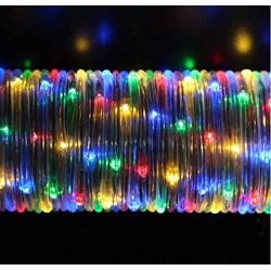 DLTND Solar Rope Lights Outdoor Waterproof IP67 100LED String Lights Christmas Lights PVC Tube Fairy Lights for Pool Garden Yard Patio Gazebo Awning Xmas Tree Party Wedding Camping(Mlti-Clr5 Clear)