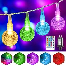 52FT 80LEDs Totally RGB Christmas Lights, LED Crystal Ball Globe String Lights Plug in with Remotes, Indoor Outdoor Colorful Decorative Fairy Lights for Bedroom, Home, Party, 16 Colors, 2-Pack 26FT