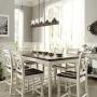 Farmhouse Chandeliers for Dining Room,5-Lights Kitchen Island Lighting,Rectangle Wood Chandeliers with Seedy Glass Shape