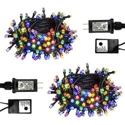PABIPABI Christmas Outdoor String Lights 2 Pack 82ft 200 LED 9 Modes UL Safe Certified Weatherproof for Christmas Trees, Halloween, Garden, Patio, Wedding, Parties Decor(Multicolor)