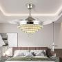 Sweety House 42''Luxury Crystal Ceiling Fan Chandelier with Remote Control LED Lights and Three-Speed Stealth Fan Blade Silent Motor Lighting Chandelier (42 inches-Style 1) (42''Crystal)