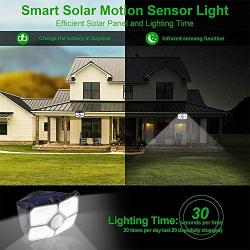 ENGREPO Solar Lights Outdoor, 40 LED Motion Sensor Security Lights IP65 Waterproof for Yard, Garage, Garden, Patio, Deck. Black.(4 per Pack)