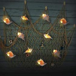 Joyathome Natural Conch LED String Lights, 10 Ft 10 LED Battery Powered Waterproof Low Heat Silver Copper Wire Beach Theme Fairy Lights for Indoor Outdoor Decoration Projects (Warm White, Timer)