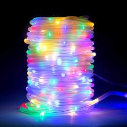 66Ft Rope Lights Garden Decoration Outdoor Indoor,E-thinker Plug-in 200 LEDs Multicolour String Rope Lights with Remote,Waterproof Flexible Rope LEDs Light Decorate,Party,Backyard,Landscape