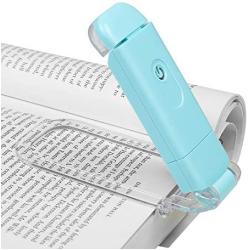 DEWENWILS USB Rechargeable Book Reading Light, Amber Glow, Blue Light Blocking, Brightness Adjustable for Eye-Protection, LED Clip on Book Lights, Portable Bookmark Light for Reading in Bed, Blue