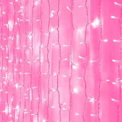 Curtain Lights, Pink 8 Modes LED String Lights for Garden, Girls Room, Party, Window and Wall Decorations