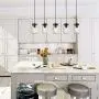 LALUZ Farmhouse Chandelier for Dining Rooms, 5-Lights Mason Jar Lights,Height Ajustable Pendant Lighting for Kitchen Island