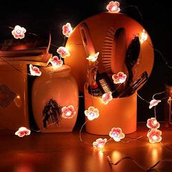 Flower String Lights for Kids Bedroom HuTools Pink Cherry Blossom String Lights 10Ft 30 LED Battery Powered String Lights for Nursery Baby Room Decor